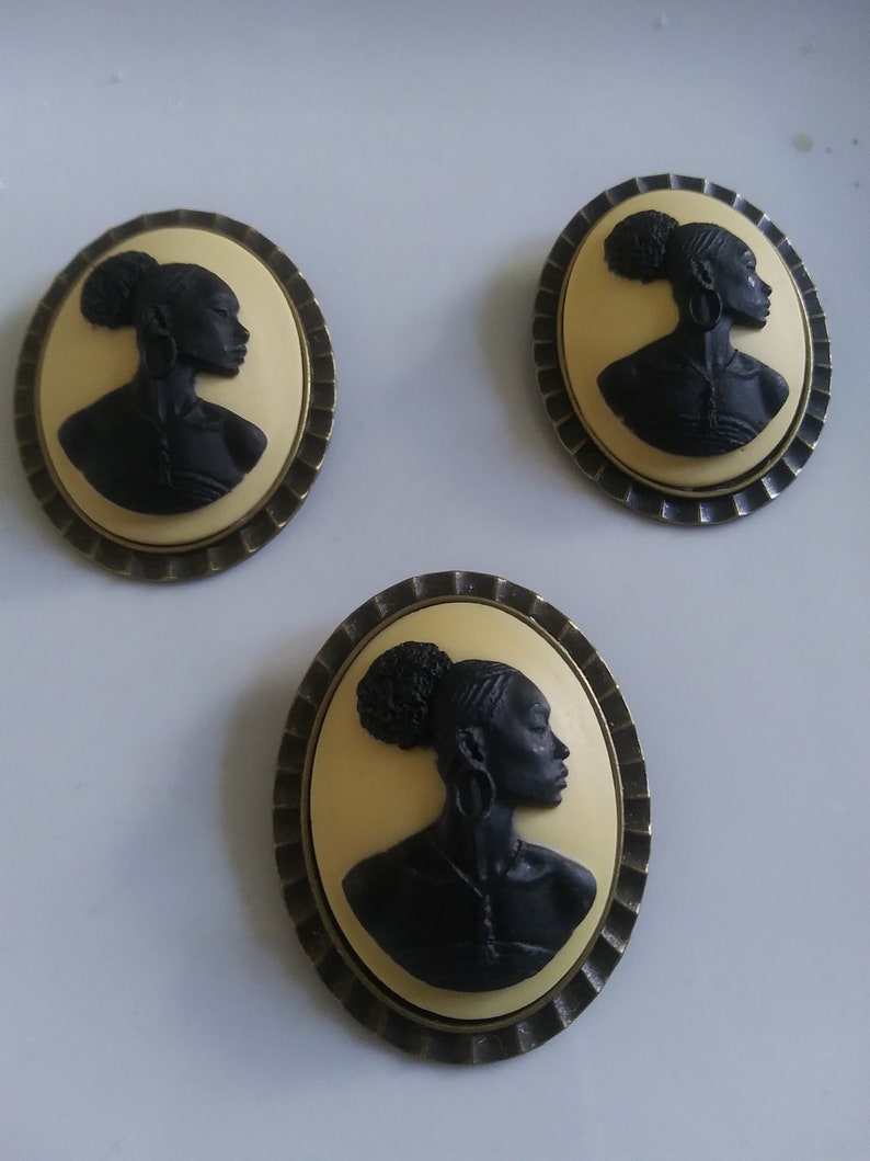 Beautiful Black Woman Cameo Brooch Etsy