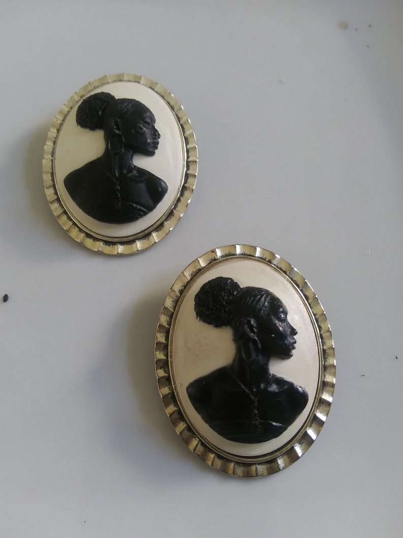 Beautiful Black Woman Cameo Brooch Etsy