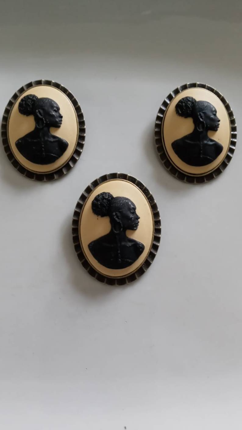 Beautiful Black Woman Cameo Brooch Etsy