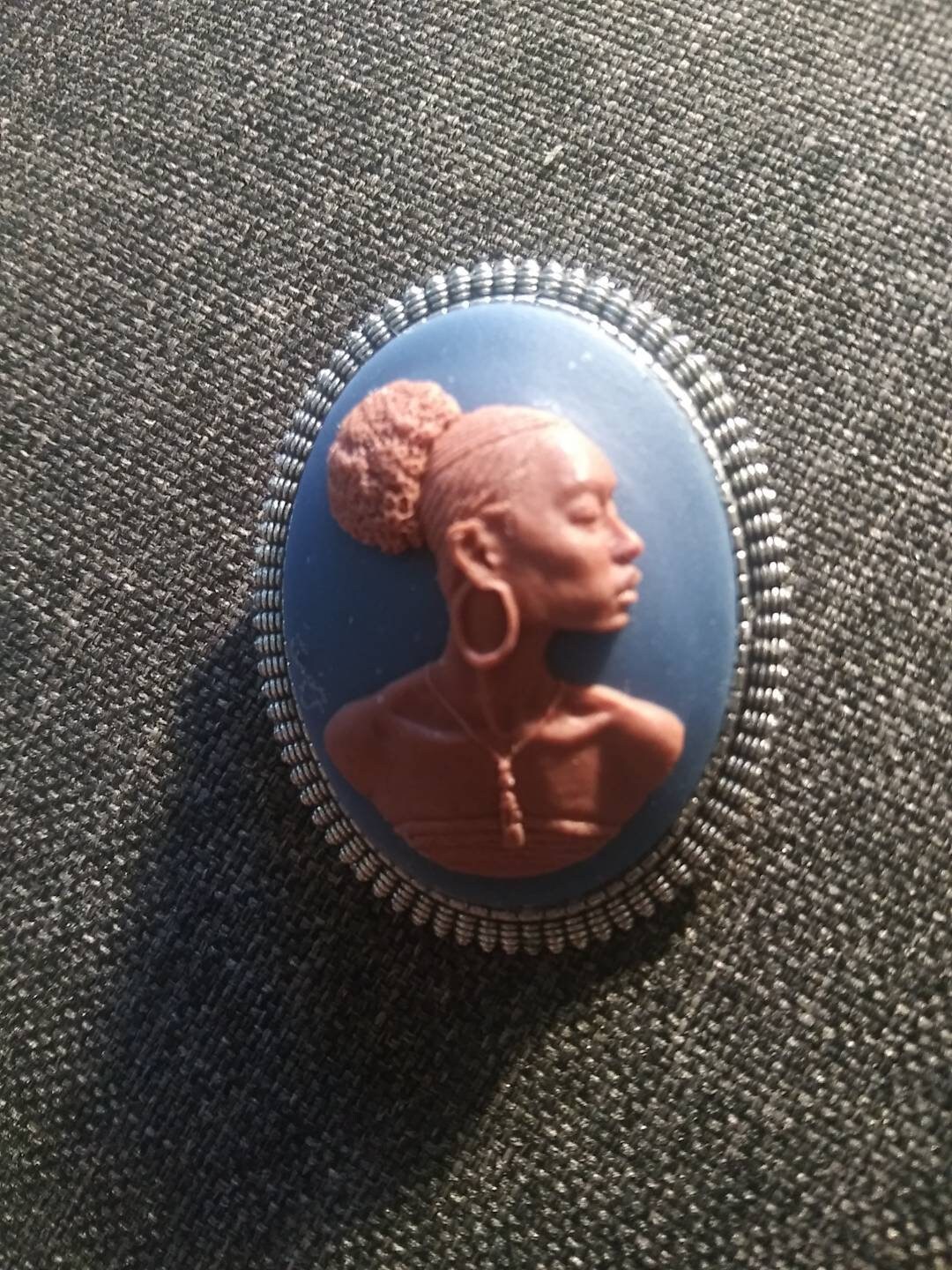 Elegant Black Woman Cameo Brooch Etsy