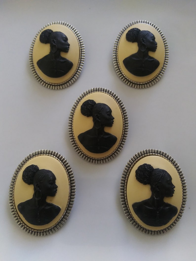 Elegant Black Woman Cameo Brooch Etsy