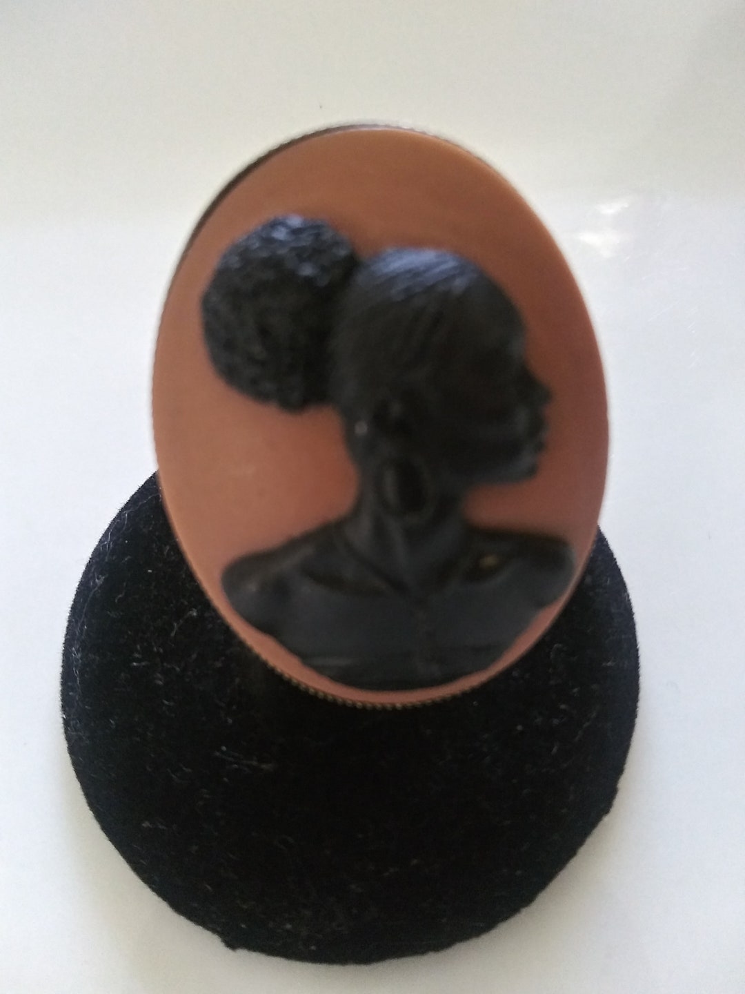 Elegant Black Woman Cameo Ring Etsy