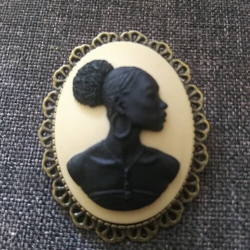 Beautiful Black Woman Cameo Brooch Etsy