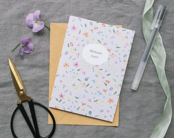 Folding card floral pattern, greeting card, most loving greetings, with envelope