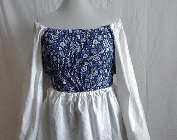 Blue floral top and skirt.