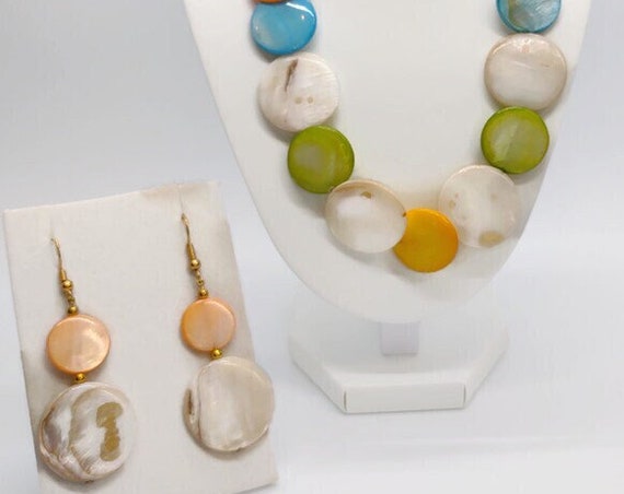 Handcrafted Shell Necklace , Earring Set