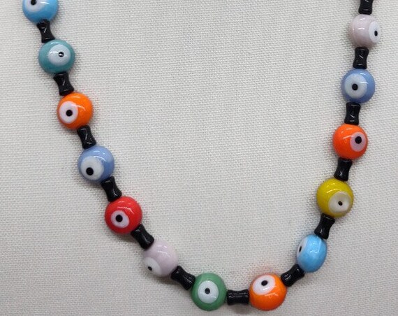 N-1503 Multi Colored Glass Bead Necklace