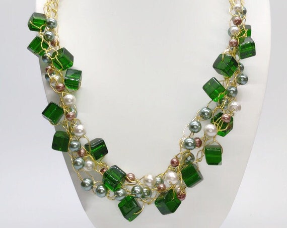 Handcrafted crochet wire necklace