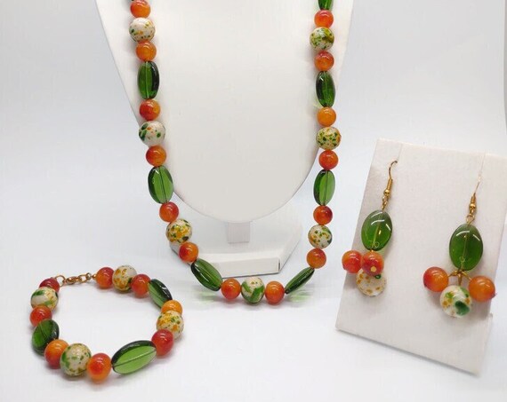 S-1669 Handcrafted glass bead neaklace set