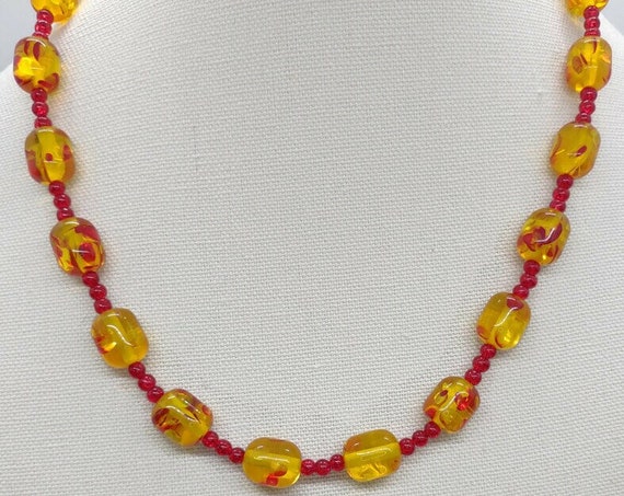 Handcrafted resin beaded necklace