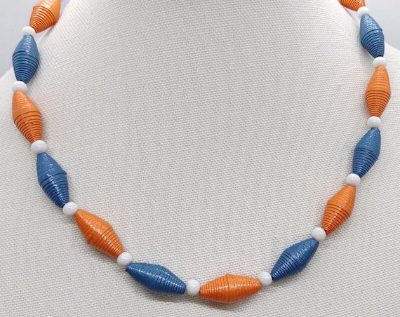 Handcrafted paper bead necklace