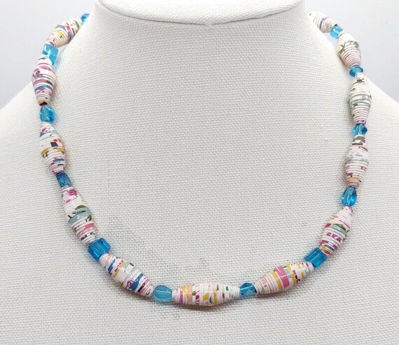 Handcrafted paper bead necklace