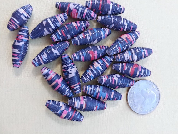 B-4061 Dark Blue Paper Beads