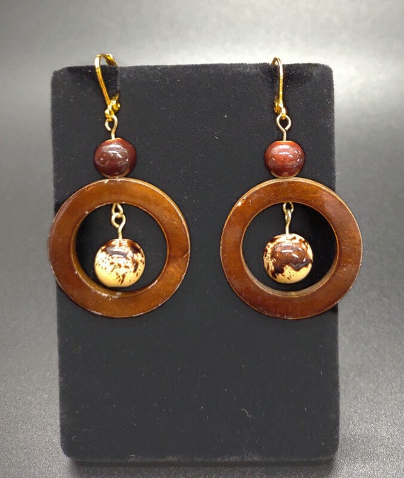 E-1684 Brown and Cream Earrings