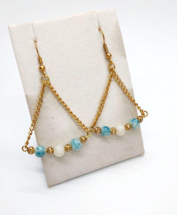 E-1529 Blue dangle earrings