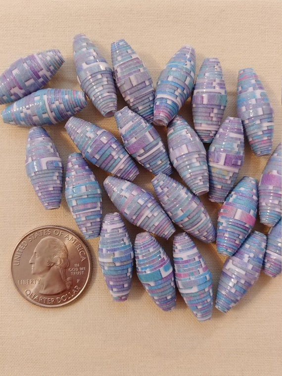 B-4053 Purple and Blue Paper Beads