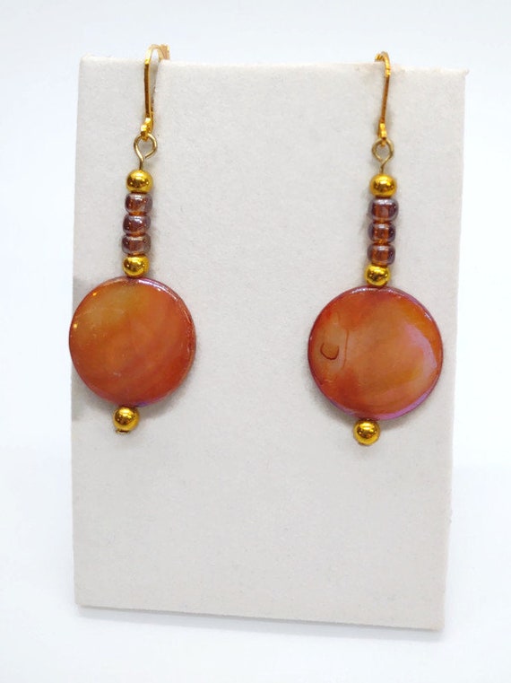 E-1679 Brown and Gold Drop Earrings