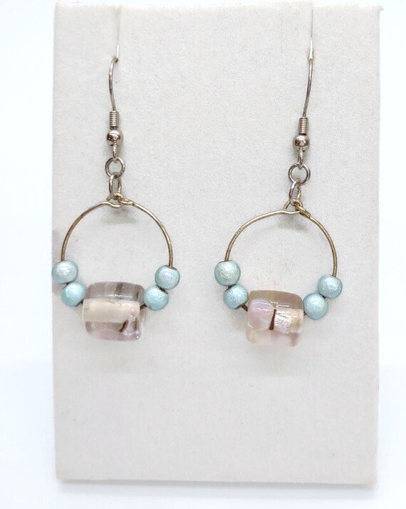 E-1538 Blue, clear, and purple Earrings