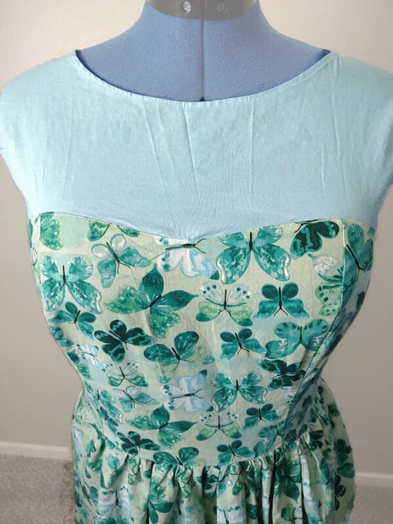 D-4108 Plus size teal butterfly dress