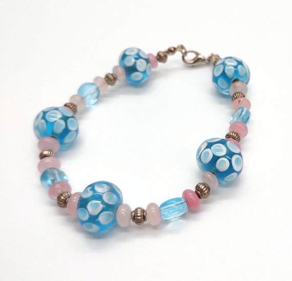 B-1642 Blue and pink bracelet.