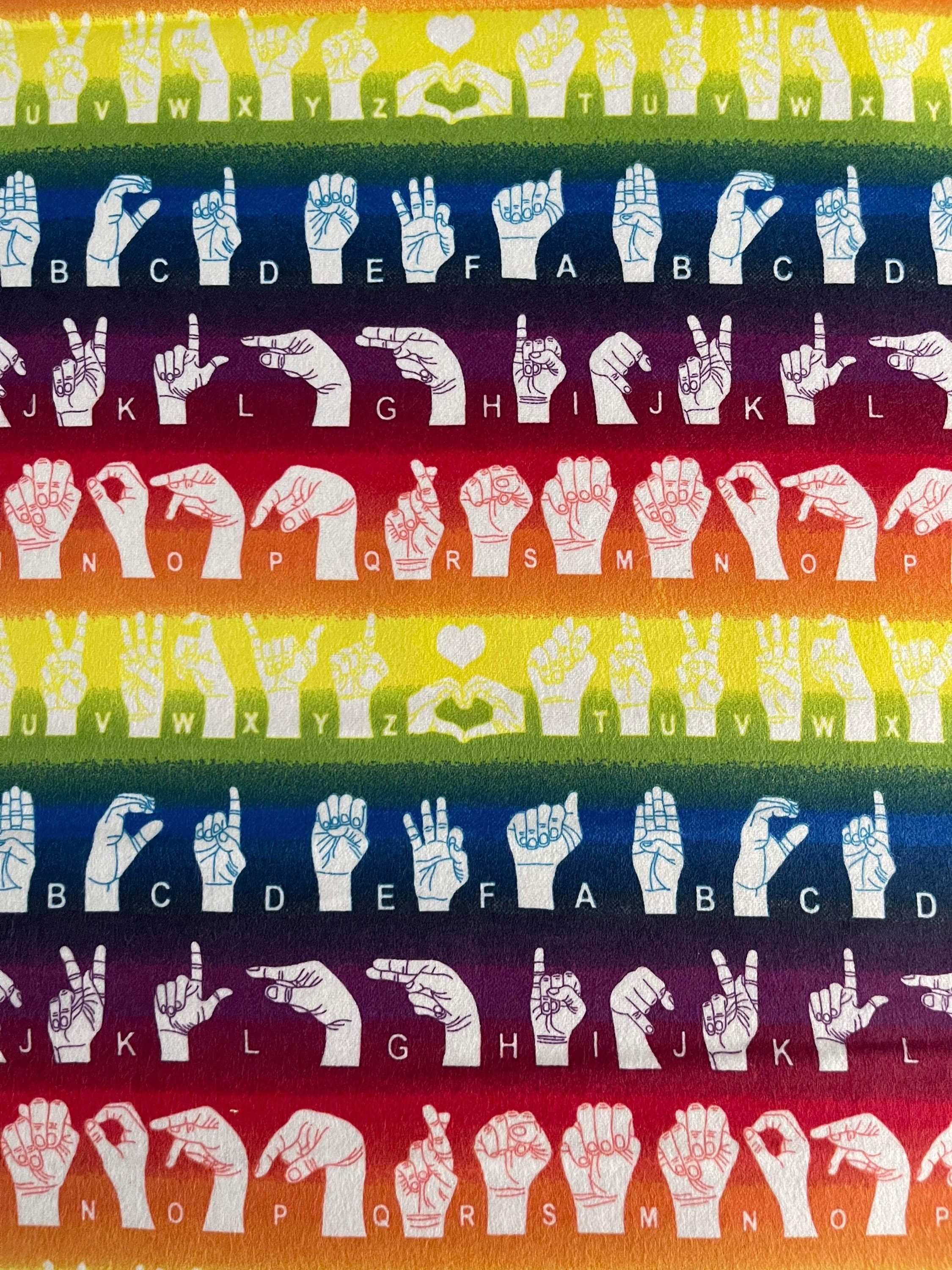 Flannels Sign Language American Sign Language in Alphabet A-Z Rainbow Flannel Fabric - Etsy ...