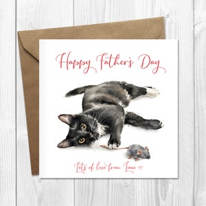 Personalised Black Cat Father's Day Card from the Cat, Cute Father's Day Card for Cat Dad, Crazy Cat Man Greetings Card for Cat Lover