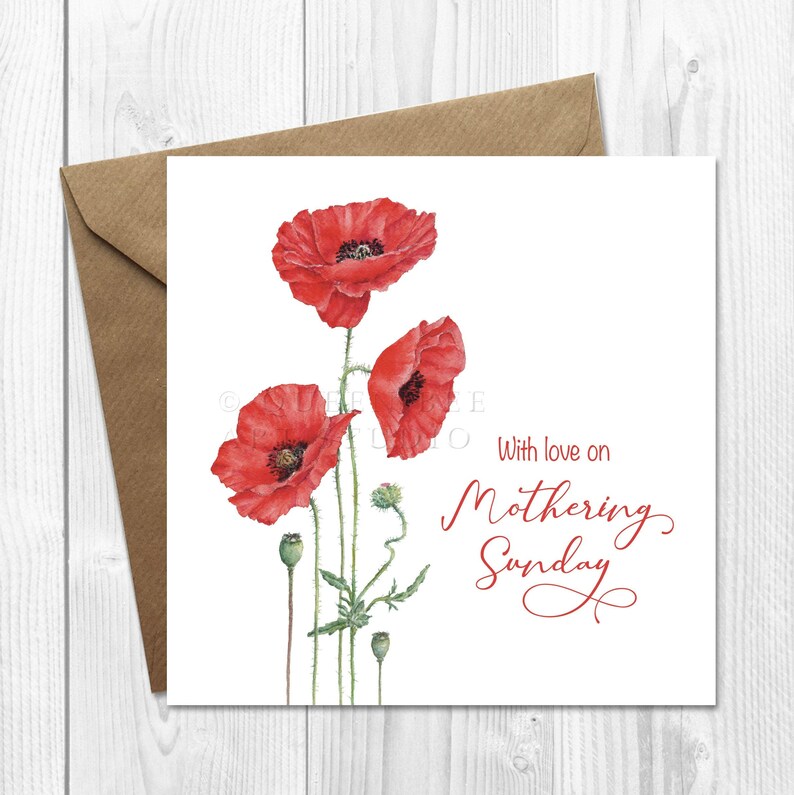 Mother's Day Card With Poppies Personalised Mothering - Etsy UK