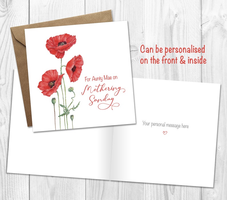 Mother's Day Card With Poppies Personalised Mothering - Etsy UK