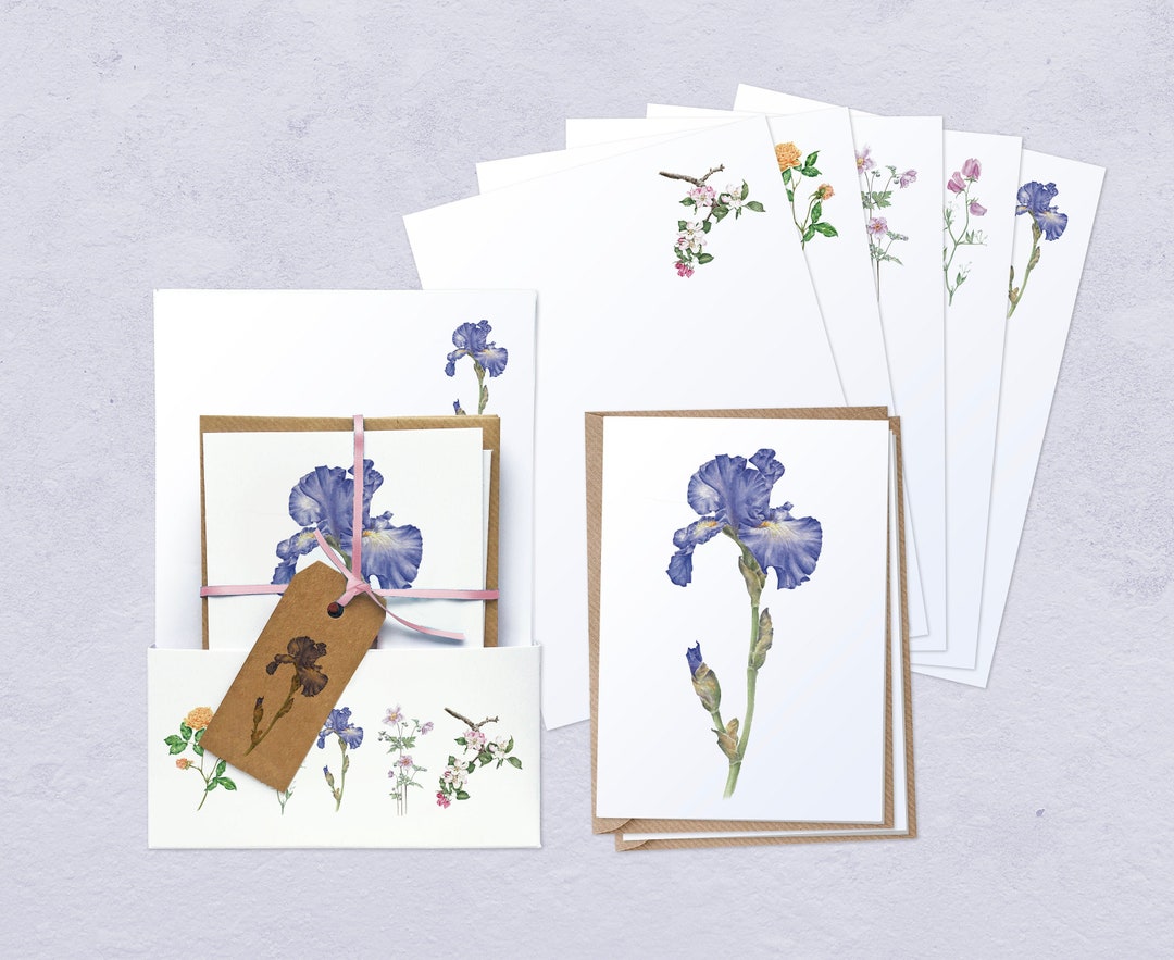 Personalized Floral Stationery Set With Botanical Watercolor Flower ...
