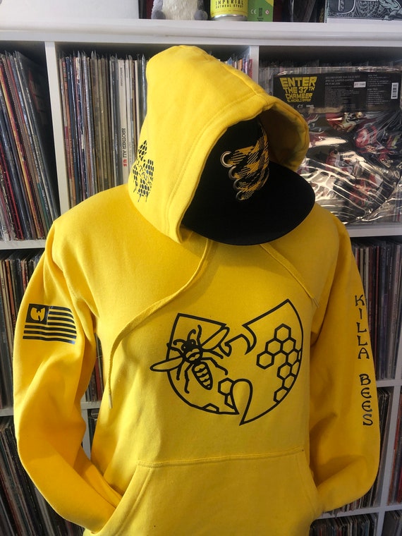 Wu tang Killa Bees on a Swarm. Yellow Hoodie With Black Graphics. 90s Hip hop. 36 Chambers Etsy