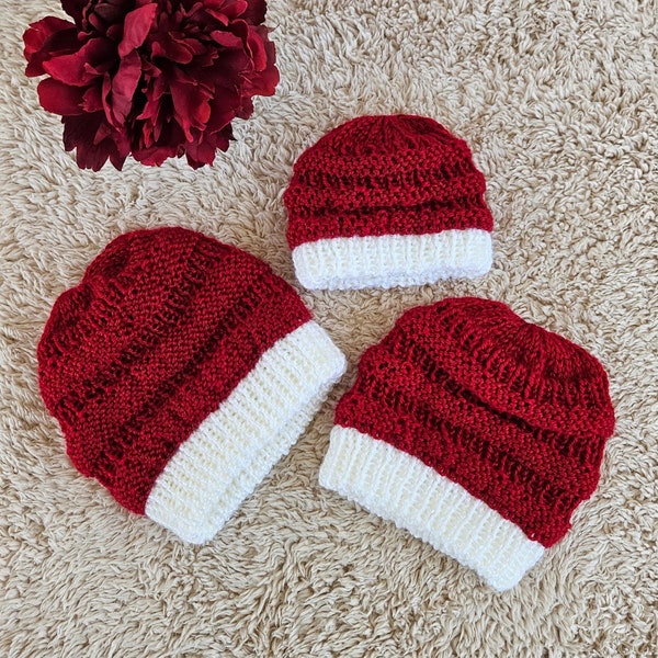 Newborn Baby & Toddler Santa Hat, Hand Knit, Girl or Boy Baby Santa Hat, Christmas Coming Home Outfit, Soft and Cozy, Kids Christmas Gift