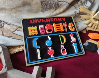 8 bit-style Zelda Nes inventory with detachable objects