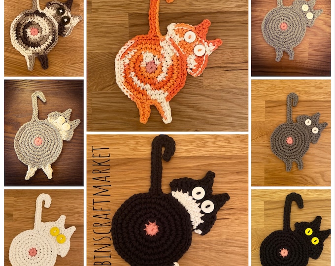 Cat Butt Coasters, Mug Rug, Coaster, Cat Lady Gifts