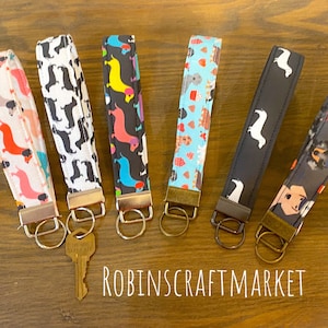 Dachshund Key Fob Wristlet, Keychain, Key Fob, Wristlet, Keychain Wrist Strap