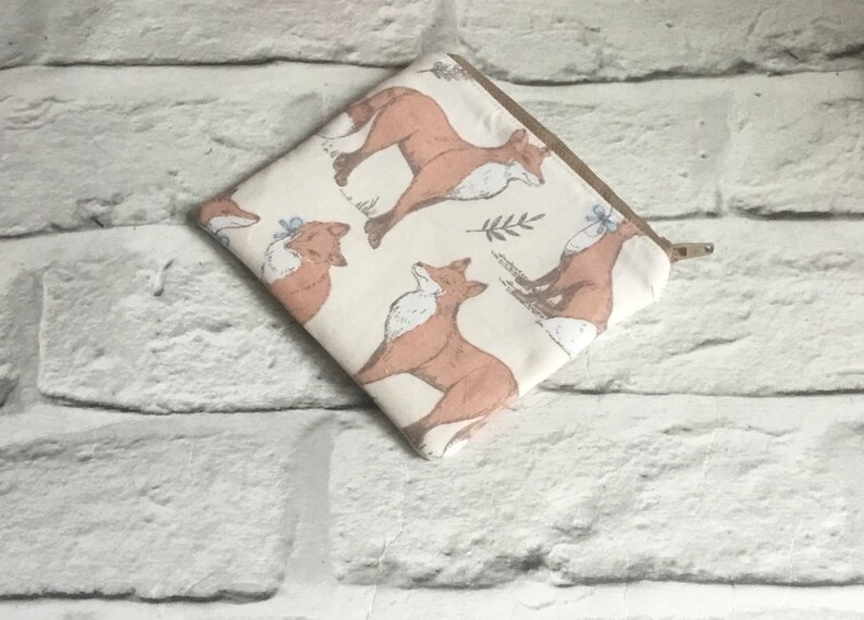 Fox coin purse small makeup bag stitch marker holder zipper pouch notions pouch