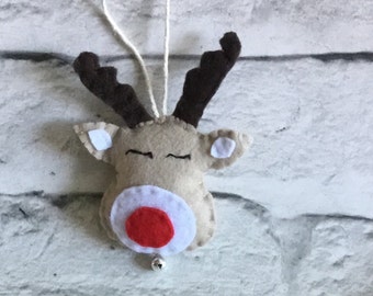 Christmas reindeer tree decoration, felt ornament, felt reindeer, felt decoration, Christmas decoration, secret Santa gift