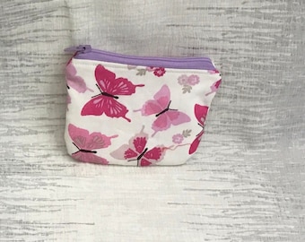REYUTEEG Small Wallet for Women Butterfly Butterflies Plants Canvas Coin Zipper Purse Pouch Girls Boys Cash Bag One Size 