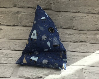 Fabric phone stand, galaxy themed gift, cell phone stand, tech gift, phone pillow, mobile phone holder, rocket themed, kindle stand