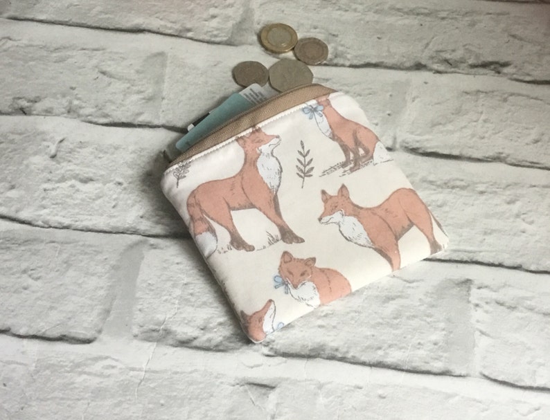 Fox coin purse small makeup bag stitch marker holder zipper pouch notions pouch