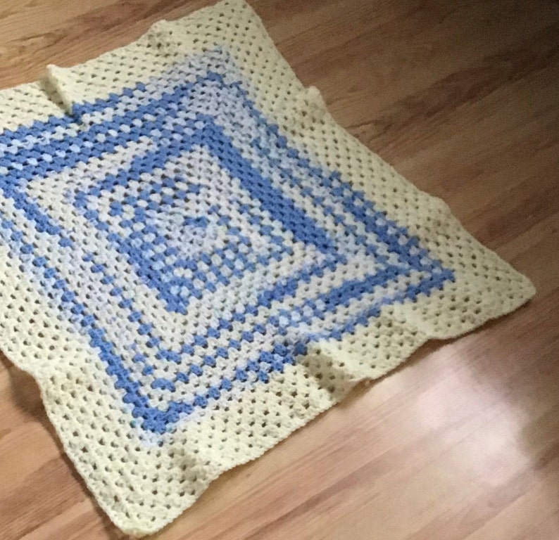Crochet blanket granny square baby boy blanket baby shower Etsy