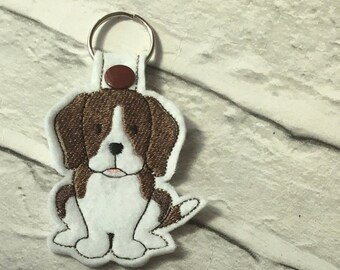 Felt beagle keyring, embroidered keyfob, felt dog, dog lover gift, bag charm, embroidered dog, felt keyfobs,