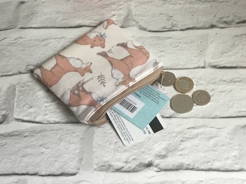 Fox coin purse small makeup bag stitch marker holder zipper pouch notions pouch