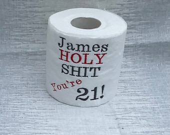 21st birthday, embroidered toilet paper, personalised, paper gift, 21st present, joke gift, bathroom decor, embroider gift, funny gift, gift