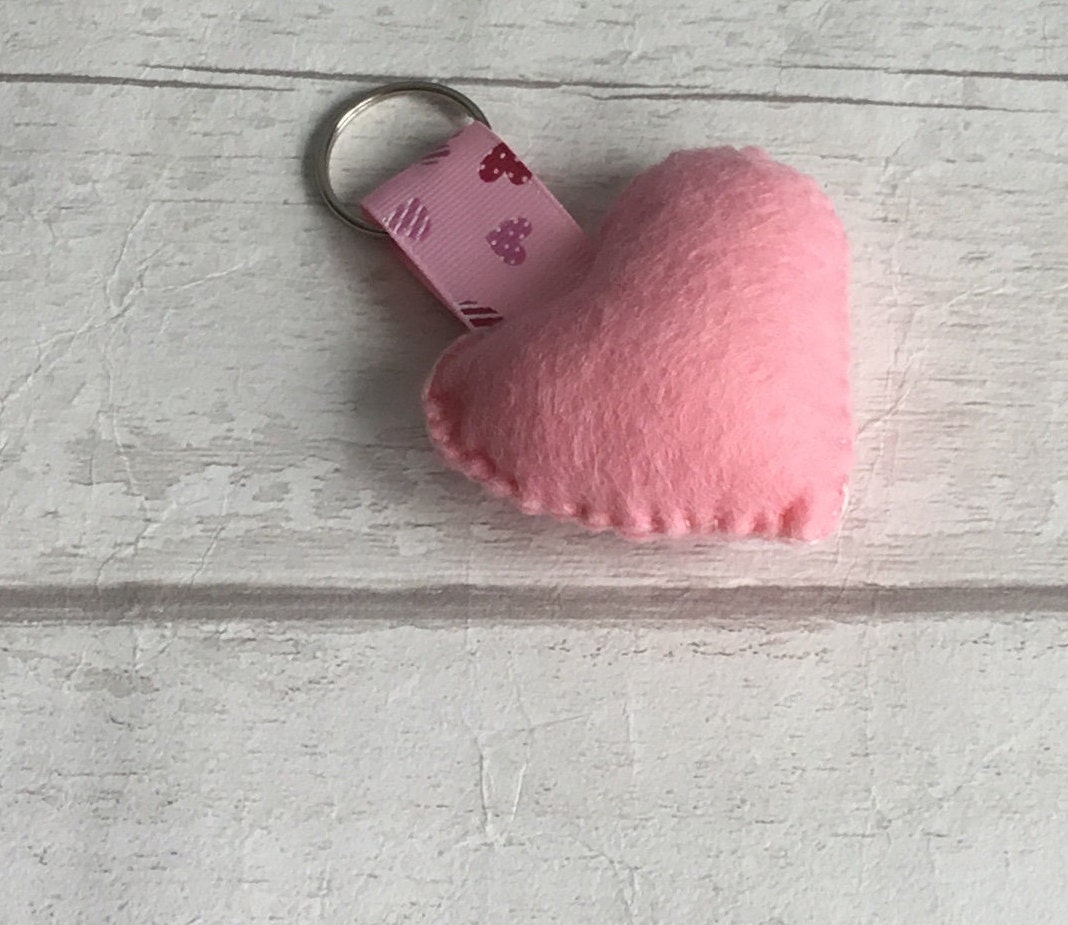 Felt Heart Keychain Heart Keyring Valentines Gift for Her Etsy