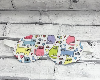 Sleep mask, eye mask, slumber party, travel mask, cotton blindfold, hen party, cotton gift, night mask, cotton eye mask, Cat lover gift