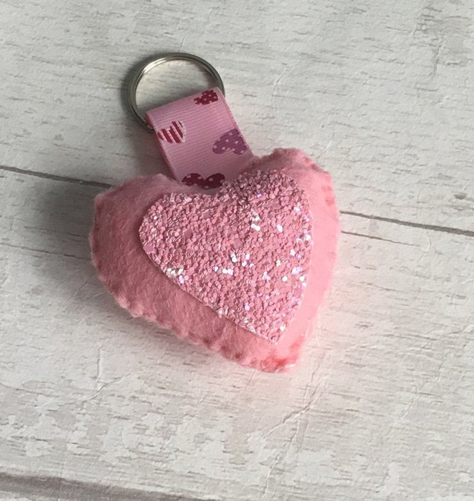 Felt Heart Keychain Heart Keyring Valentines Gift for Her Etsy