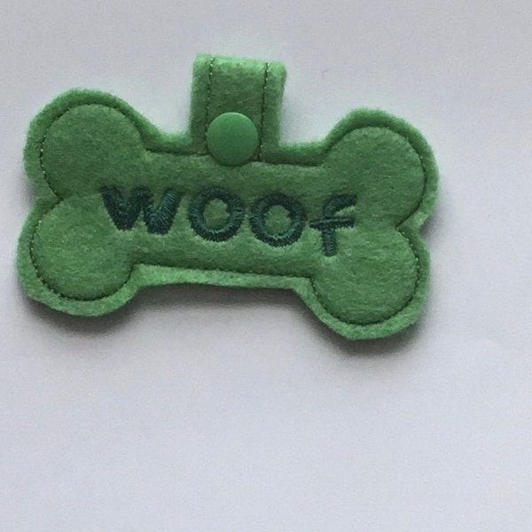 Dog bone keyring, embroidered keychain, felt dog bone, woof keychain, dog lover gift, felt bag charm, felt themed gift, doggy bone