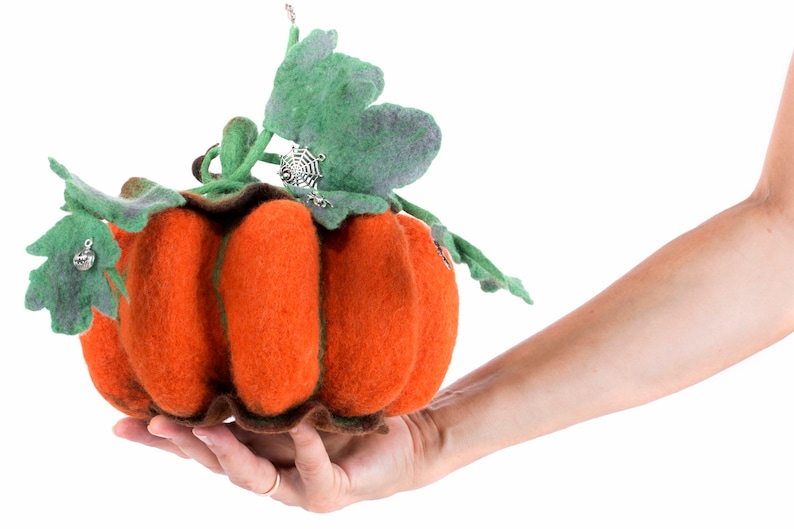 Halloween Decor Felted Pumpkin Wool Toy Halloween Gift Etsy