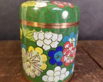 Vinatge Cloisonne Bronze and Enamel Round Trinket Box