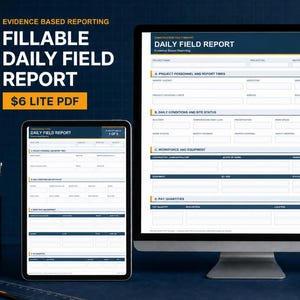 Construction Daily Report Template | Fillable PDF Jobsite Log | Photo Evidence & Attachments